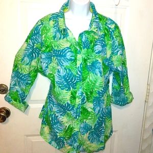 EUC~LAURA SCOTT Woman~Gorgeous Plus Size Button Down Cotton Top~20\22W